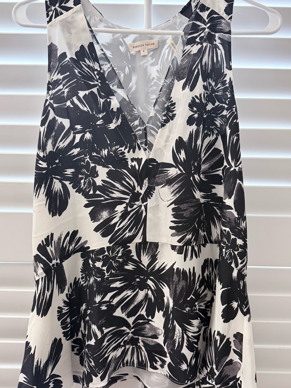 Rebecca Taylor Black & White Floral V-Neck Swim Coverup